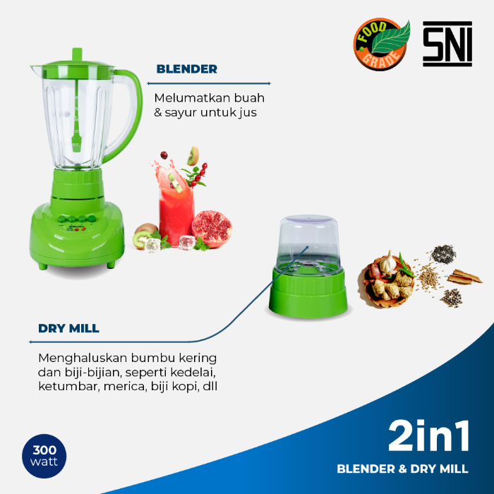 Miyako Blender Gelas 1 Liter 2in1 - BL151GF | BL-151 GF